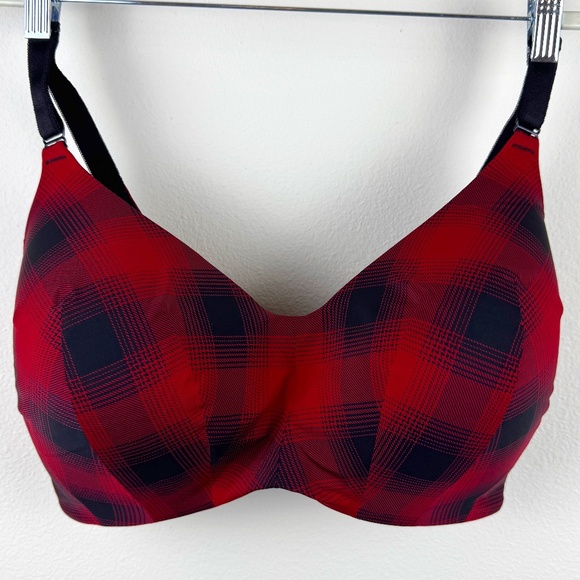 Plaid Red and Black Women's Bra - Picture 1 of 14